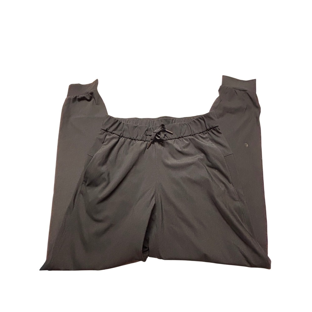 Black Activewear Joggers Drawstring Elastic Waist Tapered Cuffs Pockets